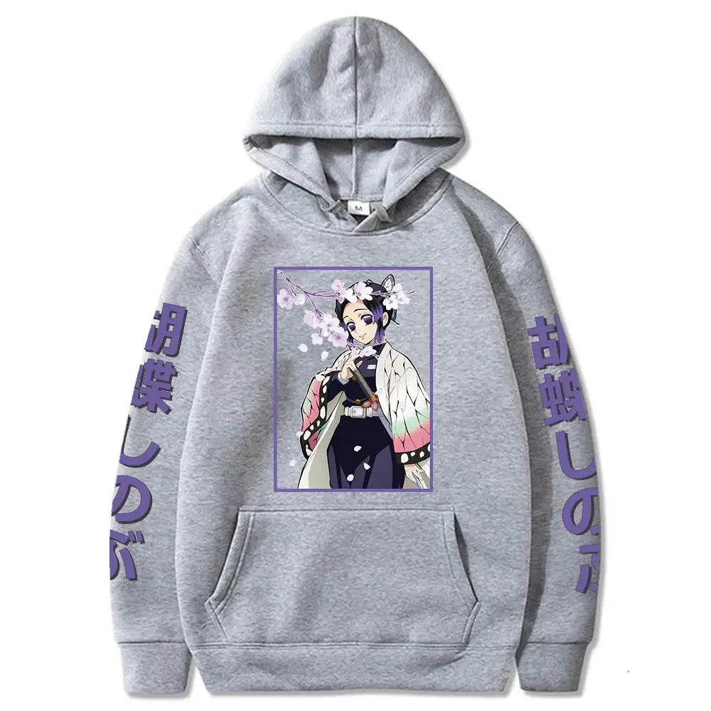 Anime Demon Slayer Kimetsu No Yaiba Hoodie Shinobu Kocho Sweatshirts Cozy Tops Sweatsuit Sudadera Felpa Moletom Hoodies