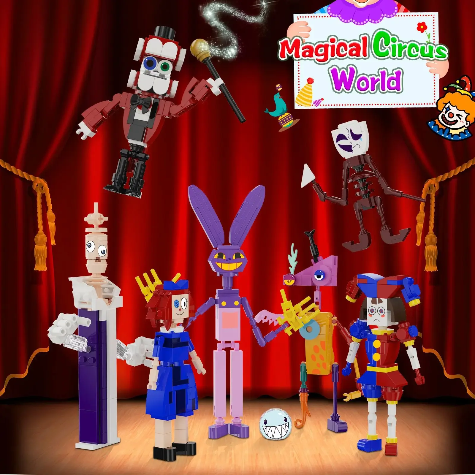 MOC Gioco horror L'incredibile circo digitale Blocchi magici Circo digitale Assemblaggio regalo per ragazzi e ragazze Giocattolo per bambini