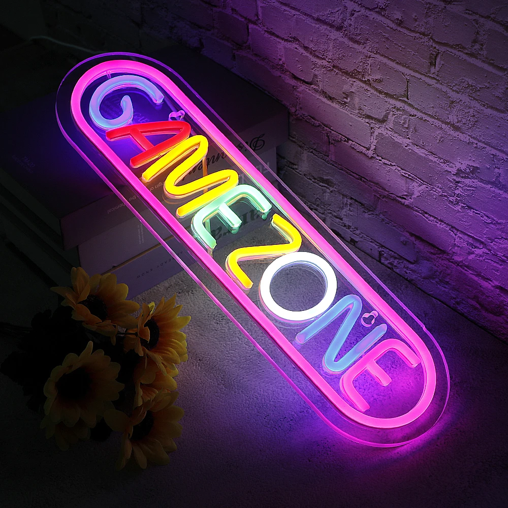Jogo colorido LED Neon Light Sign, Game Zone Neon Sign, Wall Decor, Festa, Quarto, Lightup
