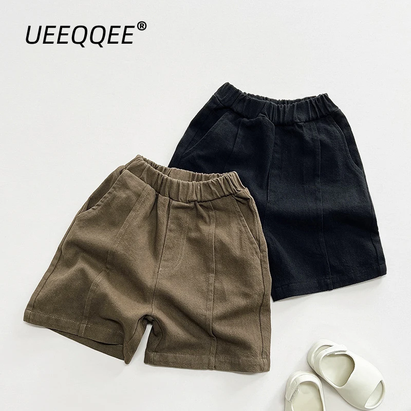 Cotton Solid Patchwork 2024 Summer New Children Shorts Pants Casual Boy Short Trousers Korean Toddler Wear Kids Clothes For 1-8Y