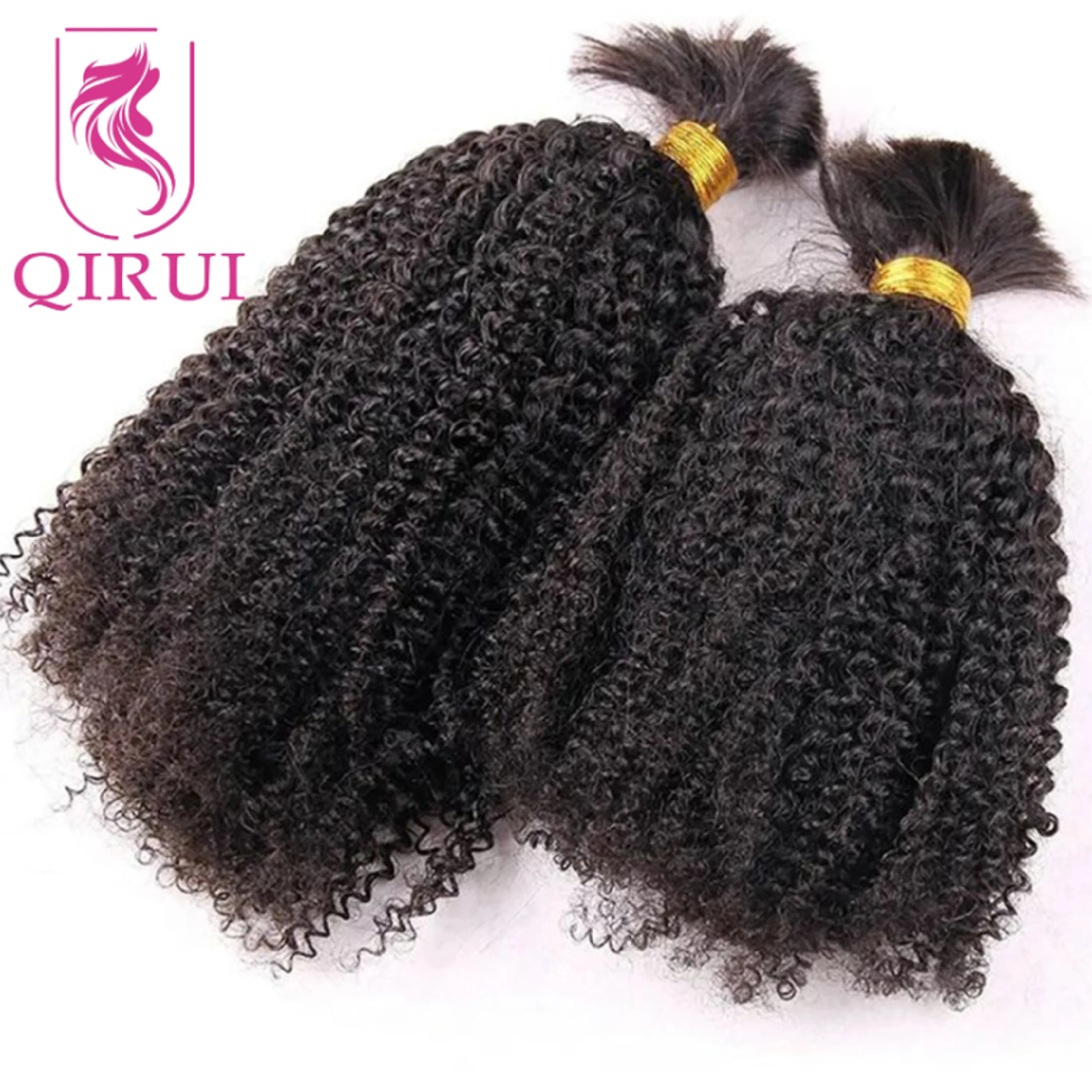 

Bulk Human Hair For Braiding Afro Kinky Curly Burmese Human Hair No Weft Double Drawn Full End Boho Braids Hair Extensions