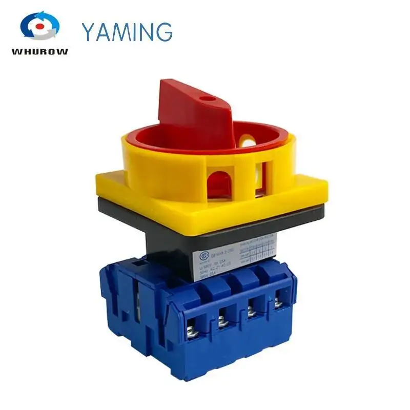 المعزل التبديل على الخروج 2 موقف 4P 25A نقل يدوي الروتاري قفل أحمر/أصفر كام تغيير محدد الصانع YMD11-25 #2