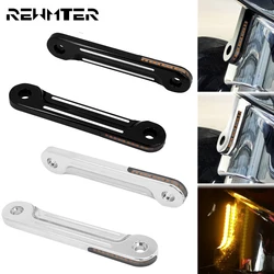 2xMotorcycle Front LED Flush Fork Turn Signals Light Bracket For Harley Touring Street Electra Glide Road King FLHT 1998-2021