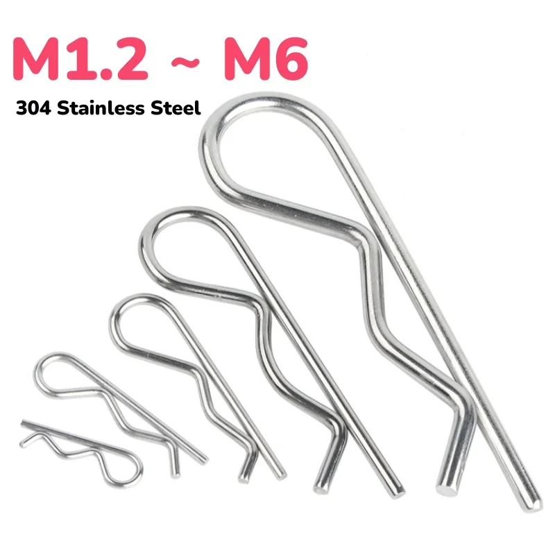 304 Stainless Steel B Type R Type Cotter Pin Wave Card Pin M1.2 M1.5 M1.8 M2 M2.5 M3 M3.5 M4 M5 M6 Fastener Hardware