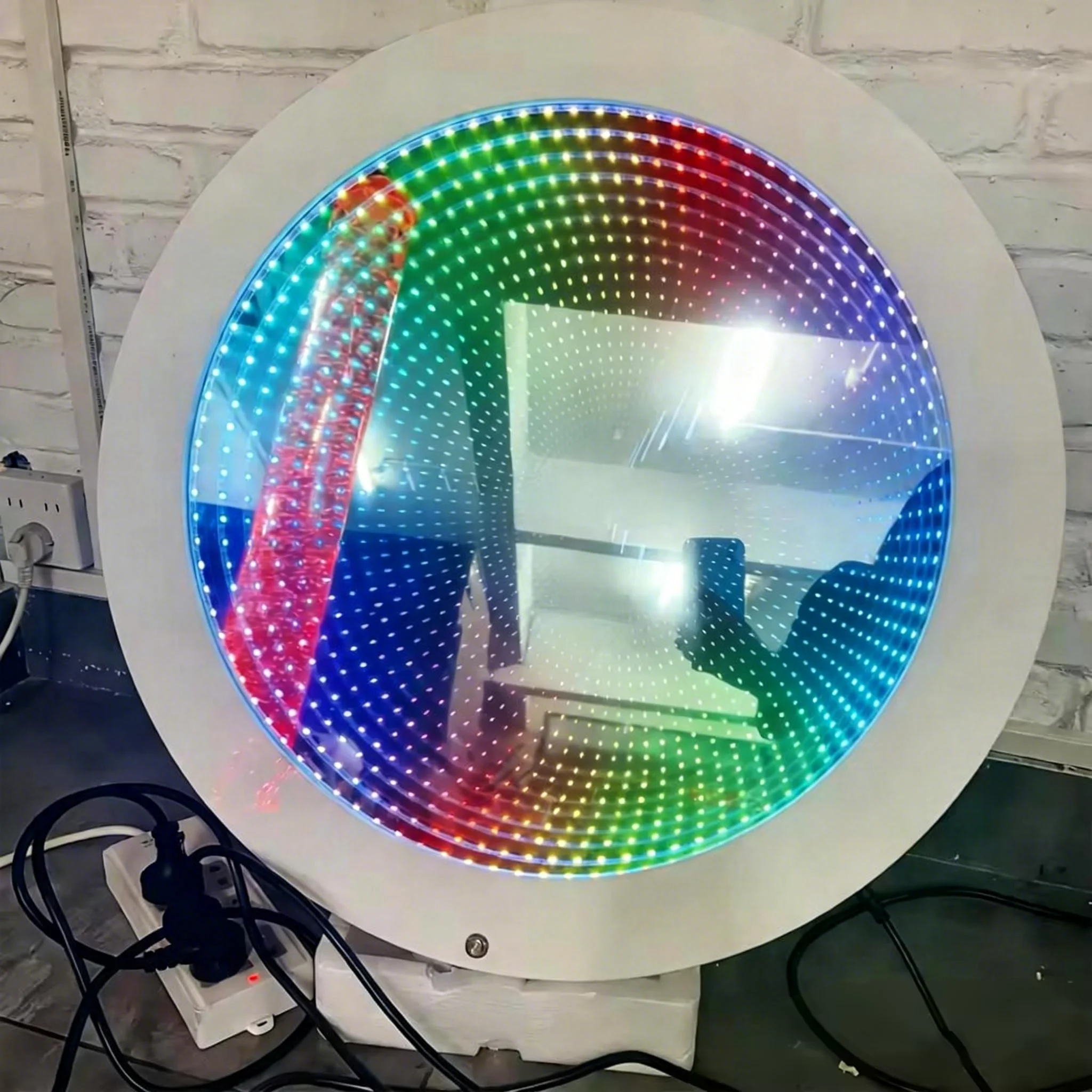 Autism Sensory DIY Touch Control White LED Light Tunnel Wall Mounted 3D Infinity Mirror Visual Soothing Device (for Children)