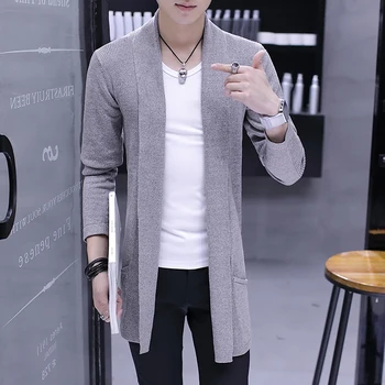 Men's Long Knit Cardigan Coat 5 Hot Sale Sweater Men's Long Knit Sweater Jackets Solid Color Sweatercoat 5