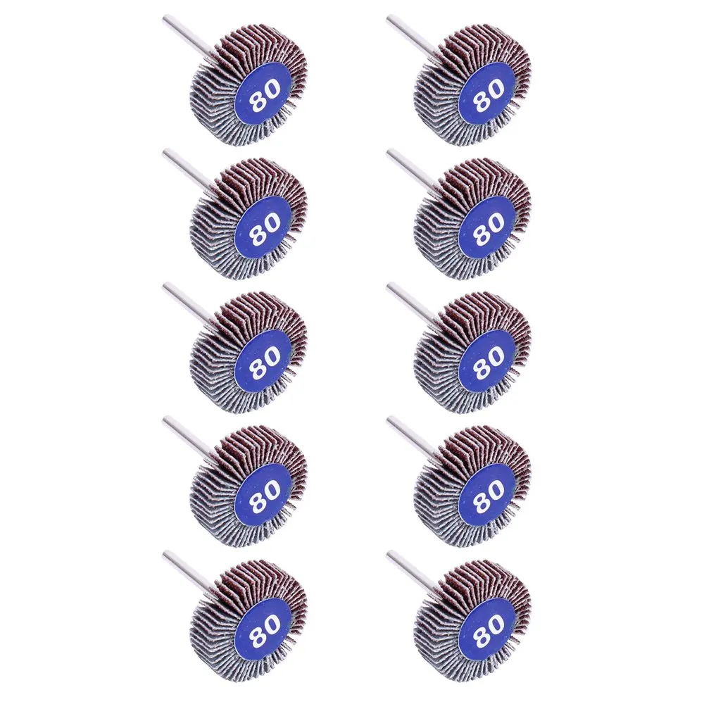 

10 Pcs Abrasive Flap Wheel Sander 80 Grit 1/8 inch Shank for Drill Grinding Polishing Sanding Wheels Rotary Tool