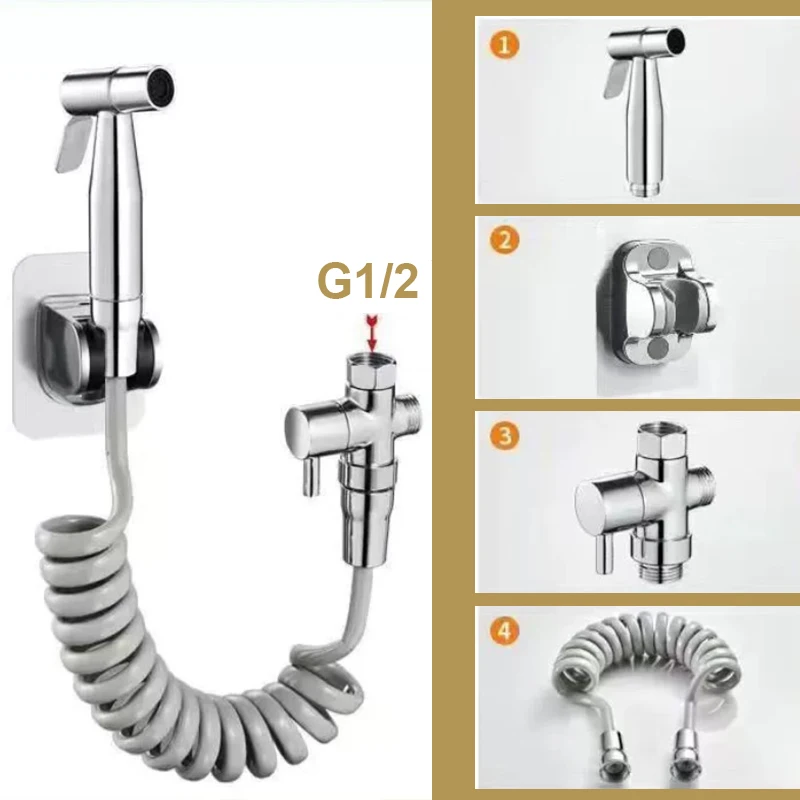 Afbeelding 7: Badkamer Enkel Koud Water Toilet Bidet Sproeier Kraan Roestvrijstalen Douche Bidet Wandmontage Vrouw Cleaner