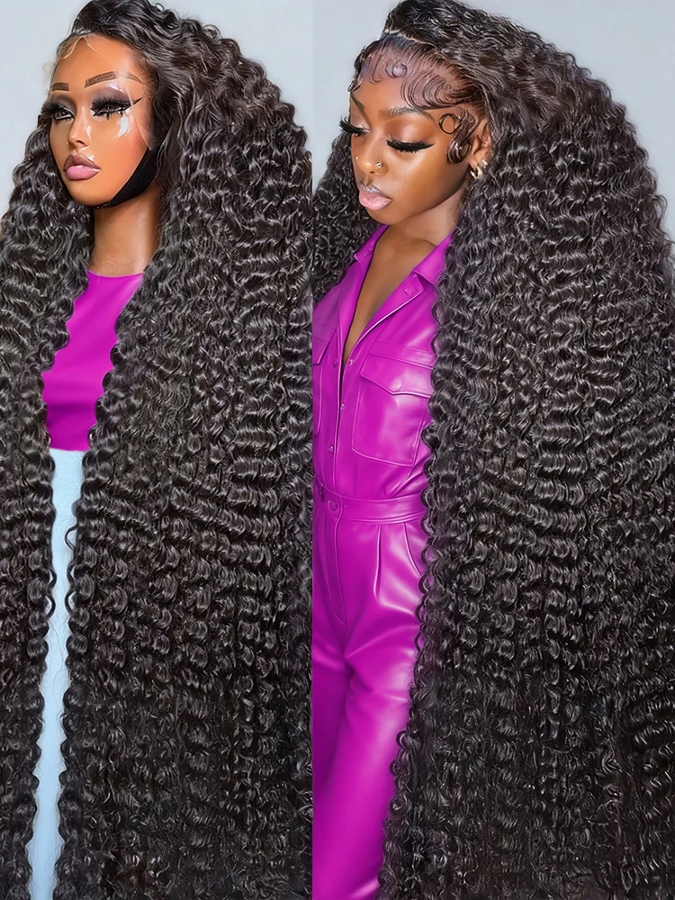 300 الكثافة البرازيلي مجعد 7x5 خصلات الشعر المستعار الإنسان غلويليس للنساء 40 46 بوصة 13x4 13x6 HD شفافة موجة عميقة الدانتيل الجبهة الباروكات