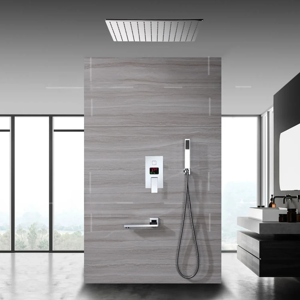 Embedded Ceiling Mounted Bathroom Shower Set System Shower Combo Set With Handheld Shower