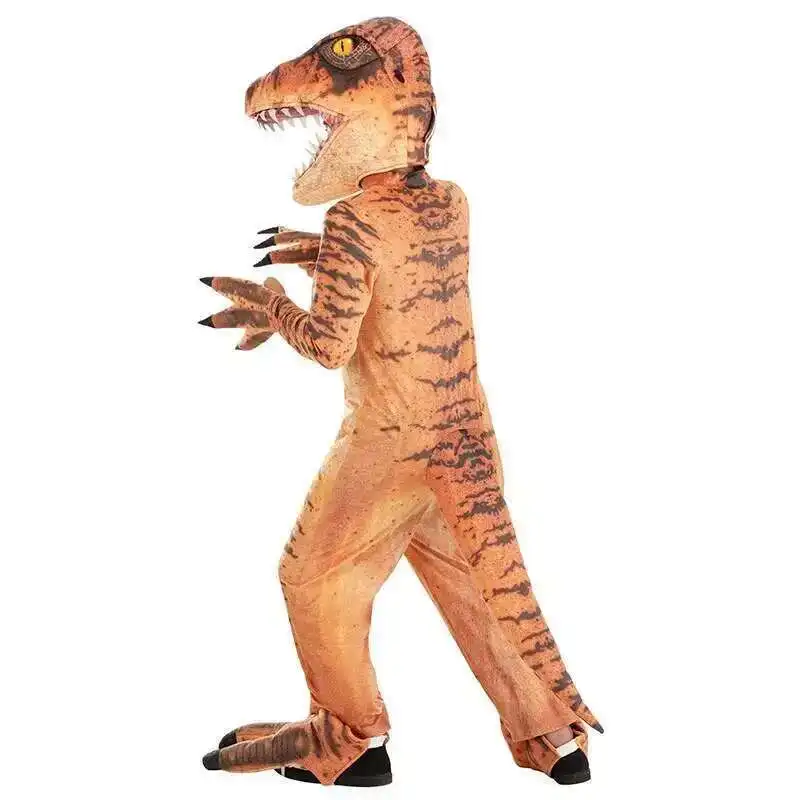 أزياء الهالوين للأطفال لمرحلة الأداء للأطفال البالغين الجوراسي سريع رابتور ديناصور زي تنكري أنيمي