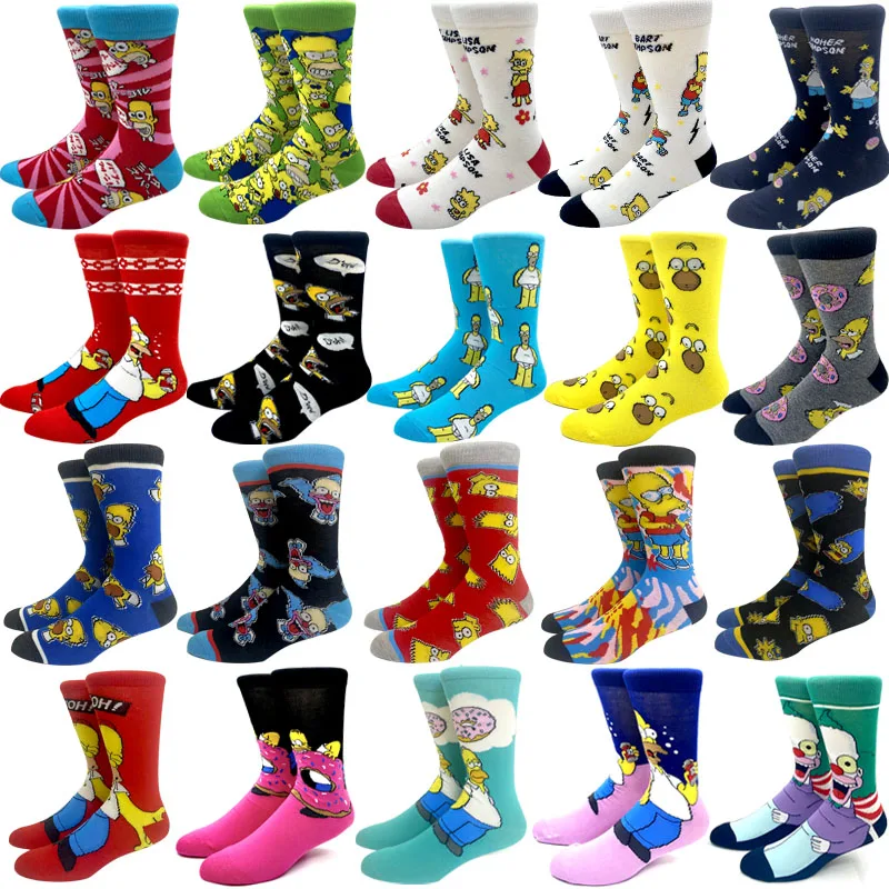 2024 New Anime Harajuku Cartoon Autumn Women Men Socks Personality Skateboard Socks Anime Middle Tube Cotton Unisex Socks