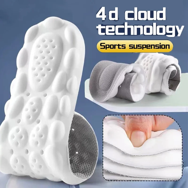 4D Cloud Technology Sports Insoles for Shoes Soft Breathable Shock Absorption Cushion Orthopedic Care Insoles Running Shoe Pad