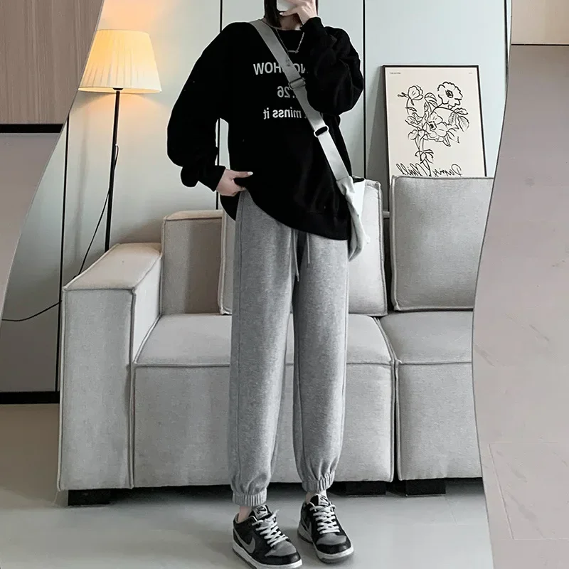 Koreaanse Mode Casual Vrouwen Broek Herfst Winter Hoge Taille Wijde Pijpen Broek Dikke Vrouwelijke Rechte Lange Broek Broek Y2k Kleding