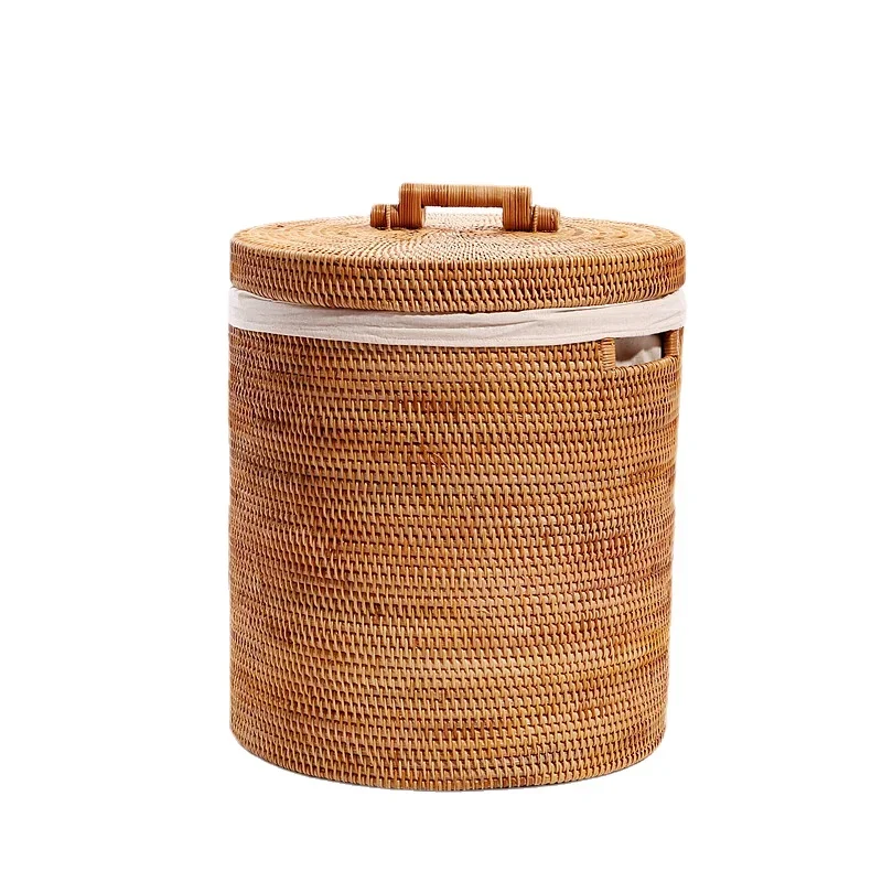 Ins High Beauty Laundry Basket, Rattan Weaving Storage Basket, Multifunctional Organizer Boxes, Exquisite Durable Clothes Basket