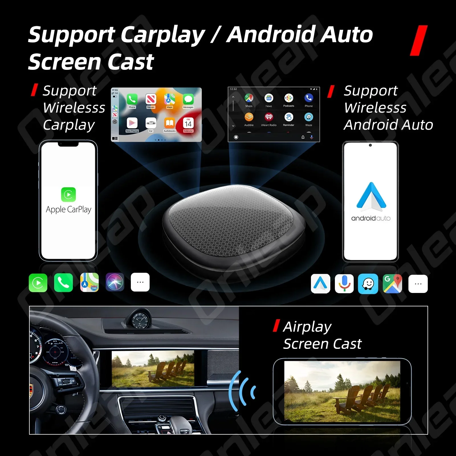 Carplay AI Box Android 13 Wireless Carplay Adapter Android Auto Dongle Car Streaming Box Android Box For Car Netflix Youtube