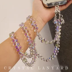 Long Crystal Slant Lanyard Can Be Hung Mobile Phone Bag Multi-purpose S Mobile Phone Charm Crystal Lanyard Pure Hand-beadedchain