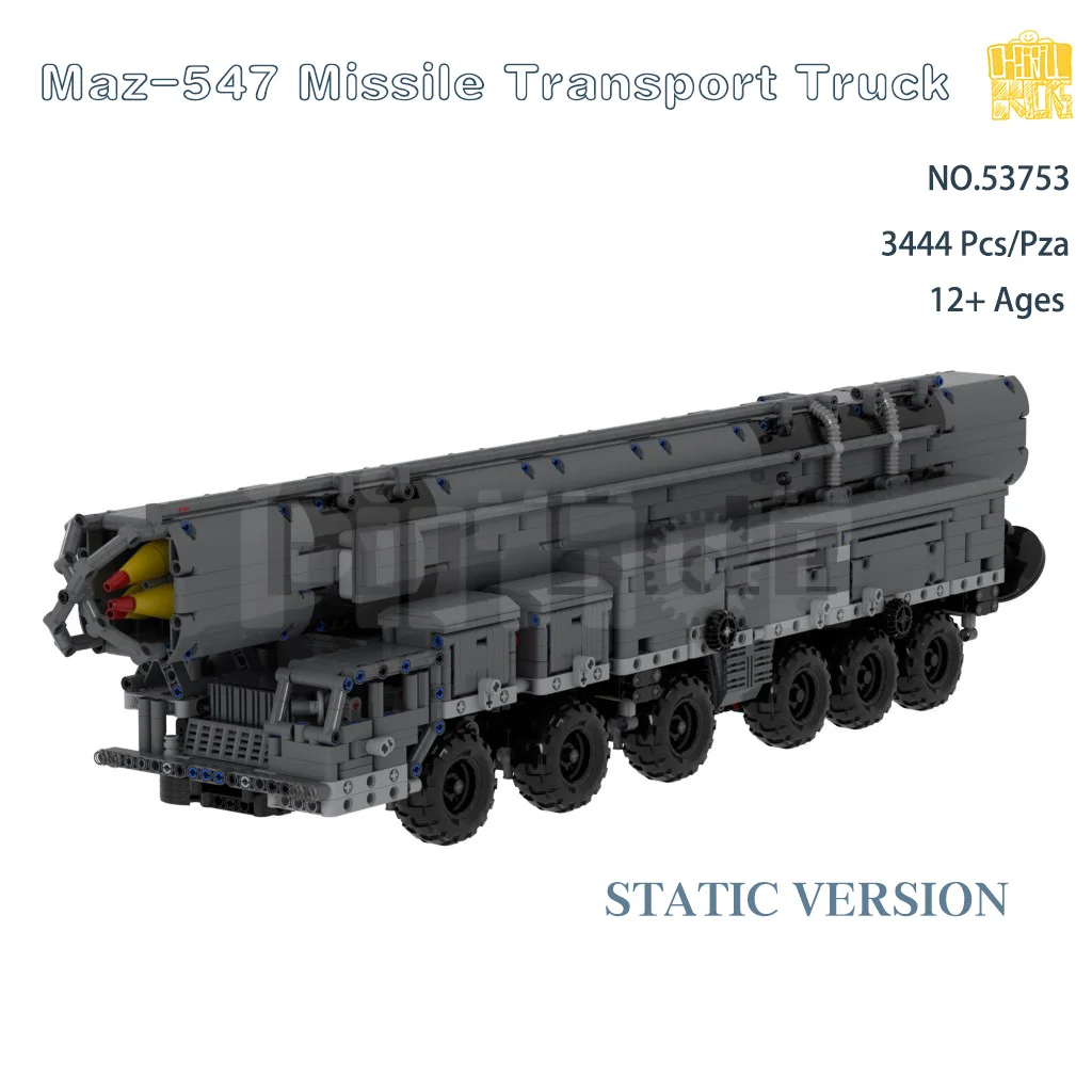 

Moc 53753 Maz-547 модель грузовика для транспортировки ракет с PDF-рисунком, строительные блоки LEGOin, кирпичи, сделай сам, подарки на день рождения и Рождество