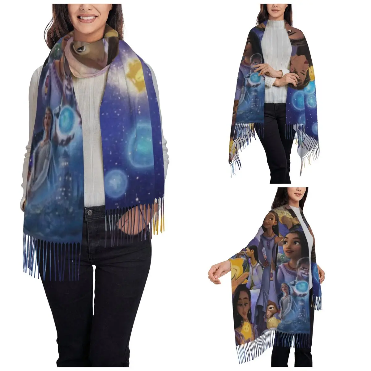 أتمنى الكرتون فيلم آشا ستار شال التفاف للسيدات الشتاء وشاح طويل ناعم فتاة سحرية منديل شال الأوشحة #2