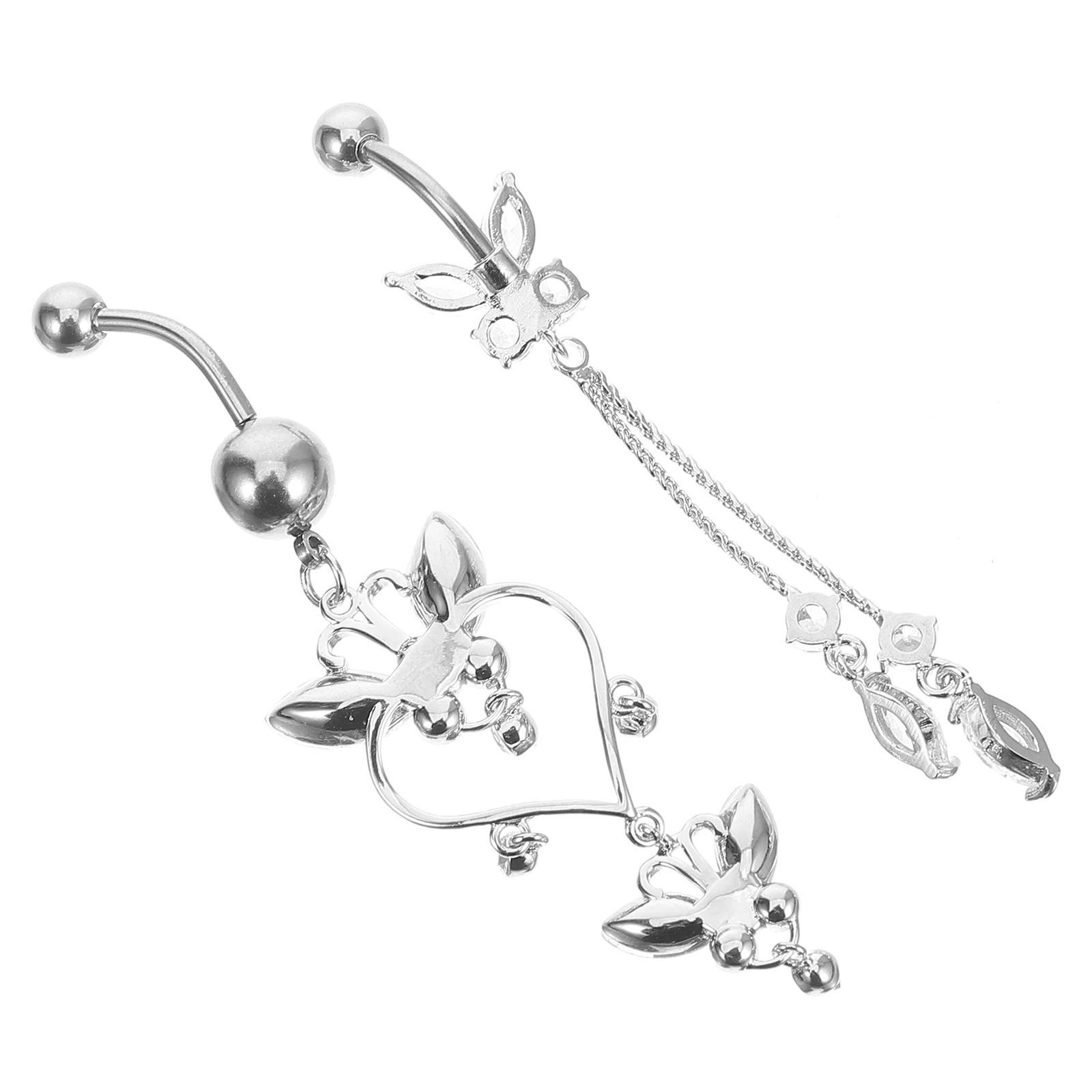 

2pcs Zircon Belly Ring for Women Girls Lightweight Belly Ring For Women Body Jewelry Navel Piercing Accessories