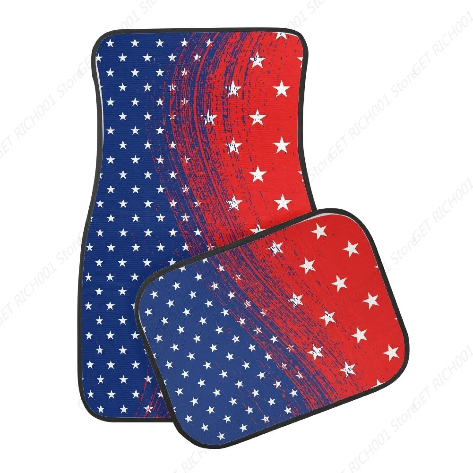 Automotive Floor Mats Car Floor Mats with 4 Pieces Set American Flag Print Car Carpets Foot Mats for Man Water-Absorbing