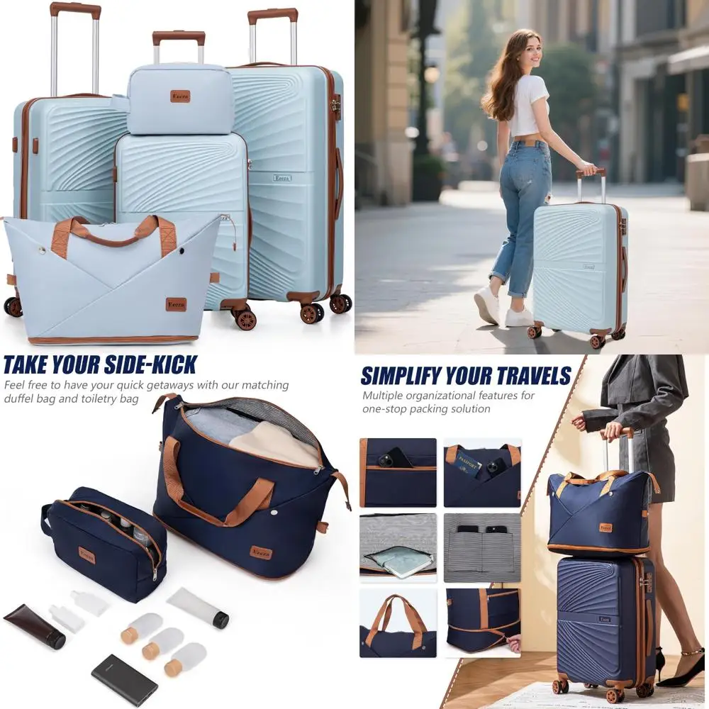 

Комплект багажа из 5 предметов с колесами, дорожные чемоданы из АБС-пластика с замками, одобренными tsa и вращающимися колесами, включает в себя переноске.