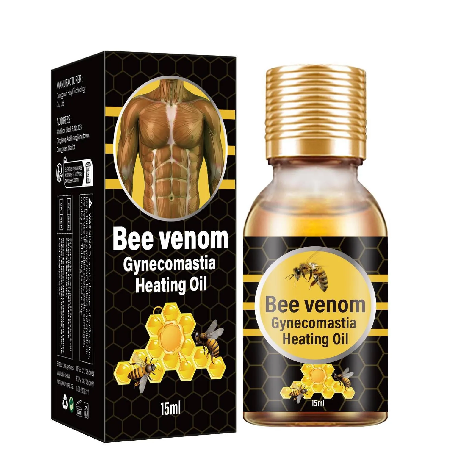 Bee Gynecomastia Heating Oil, Best Men Bee Oil, Men Oil, Men Bee Oil, Gynecomastia Tightening Oil For Men 15ml