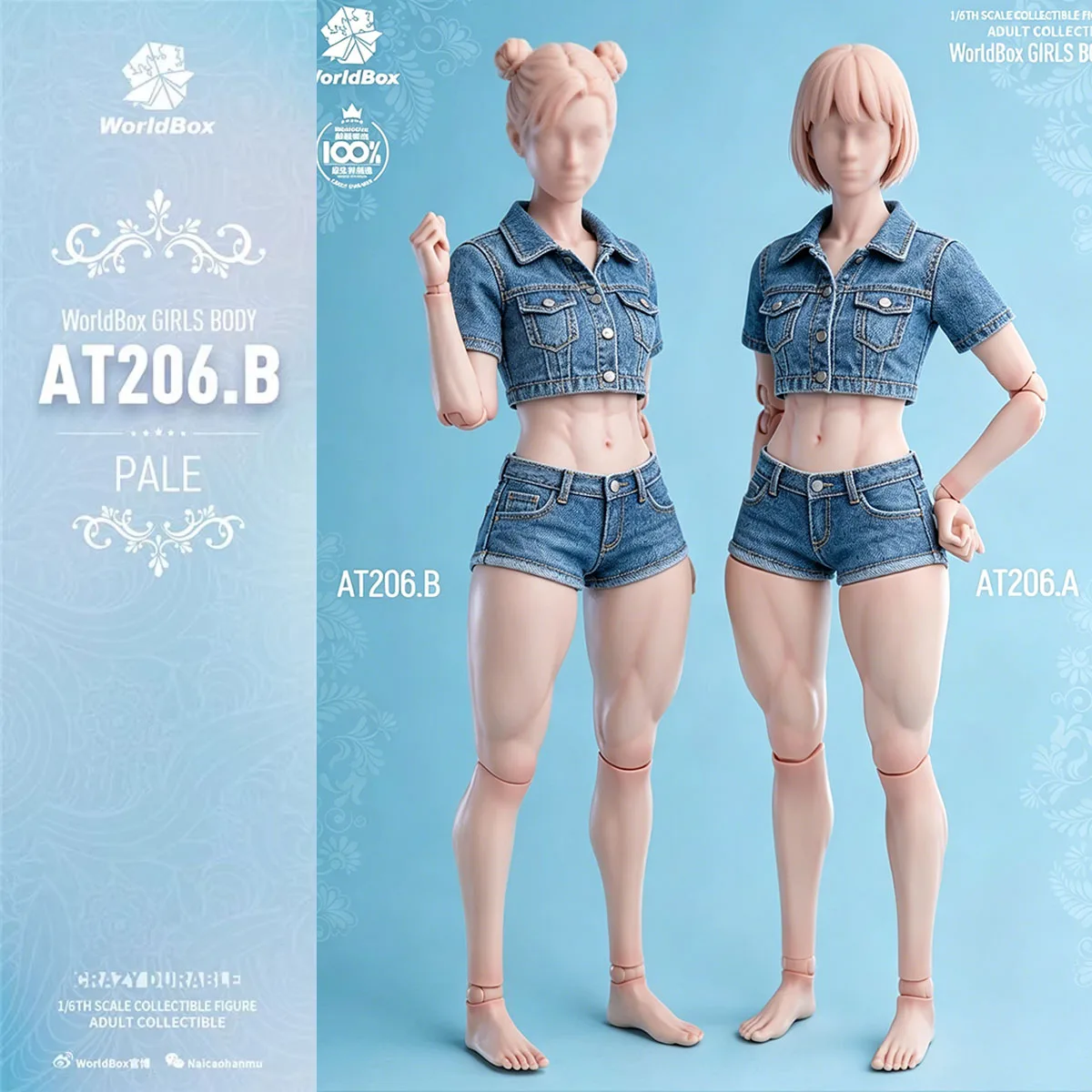 

Worldbox 1/6 Scale AT206 Girl Muscle Joint Body Pale Light Tan 12'' Female Soldier Action Figure Doll Toys with Replaceable Arms