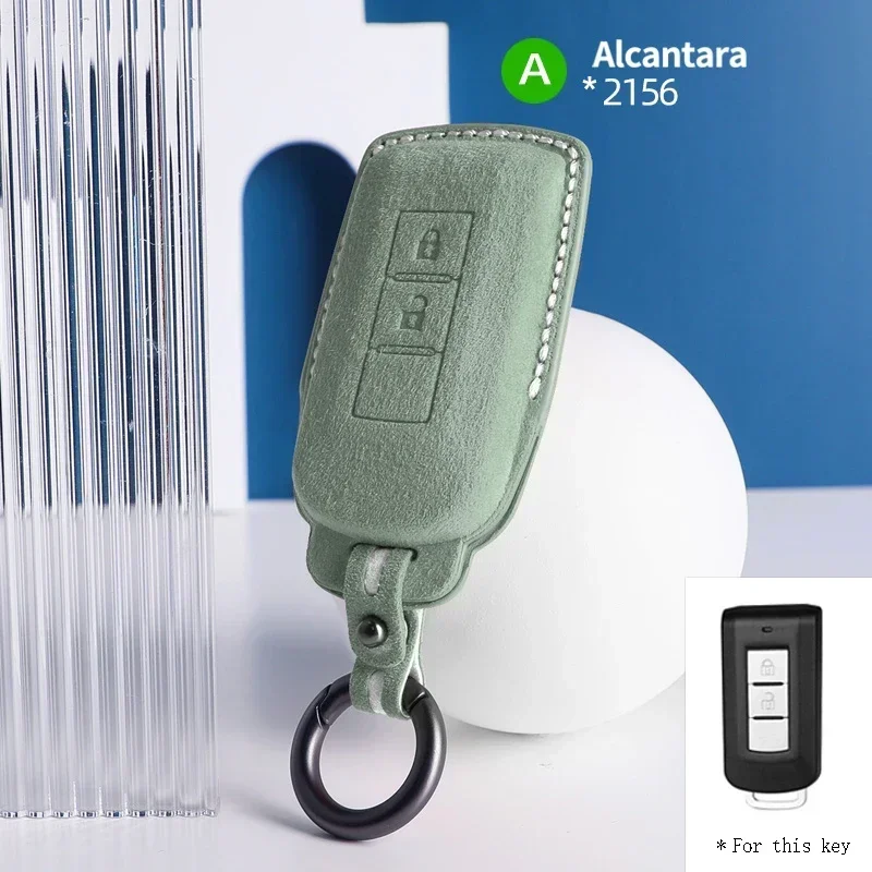 Alcantara Car Key Fob Case Cover Holder for Mitsubishi Smart Remote Auto Key Car Accessories Keychians Full Protection