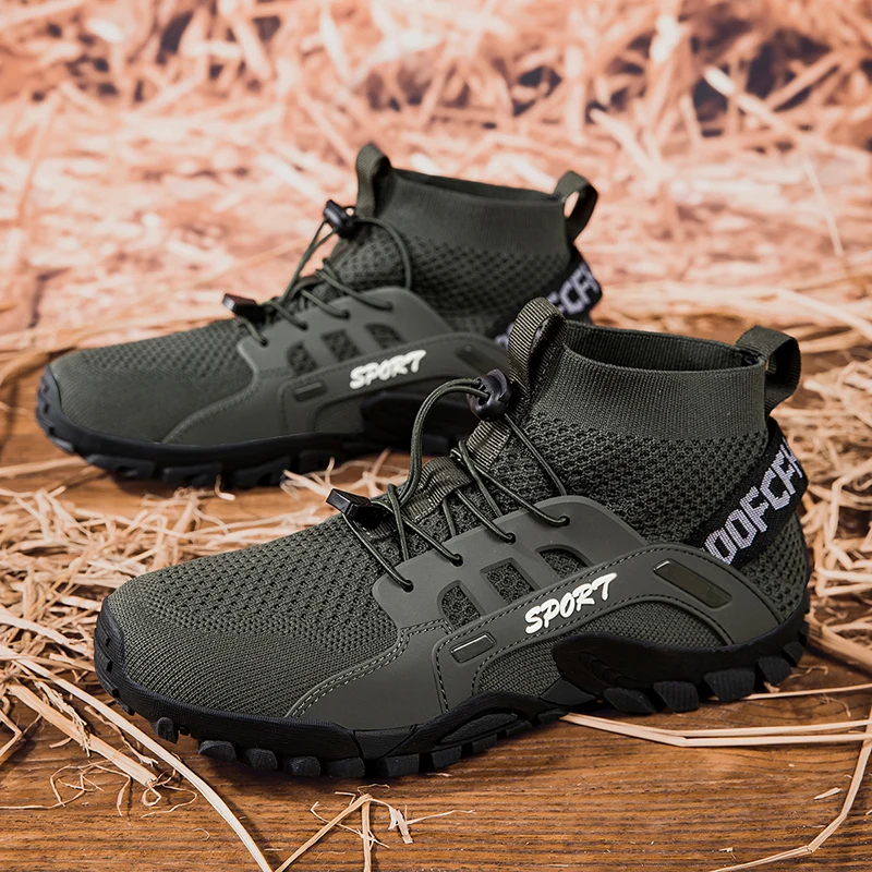 

Aguorrl Outdoor Casual Hiking Shoes, Comfortable Breathable Slip-On Design with Rotating Buckle, Thick-Soled PVC Sneake