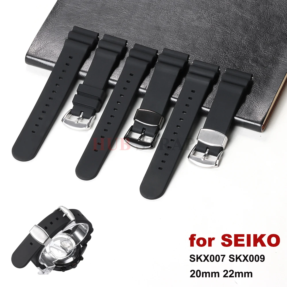 20 22mm Soft Silicone Strap for Seiko Diving SKX 007 009 Abalone Canned Rubber Waterproof Watchband Electronic Sport Wristband