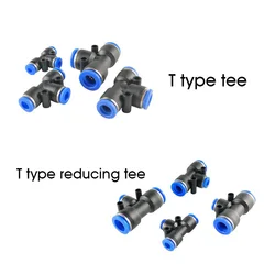 Pneumatic Fitting Air Connector Tube Quick Fittings Pipe Push In Hose E Type Tee Three Way 4mm 6mm 8mm PE PEG Plastic Connectors