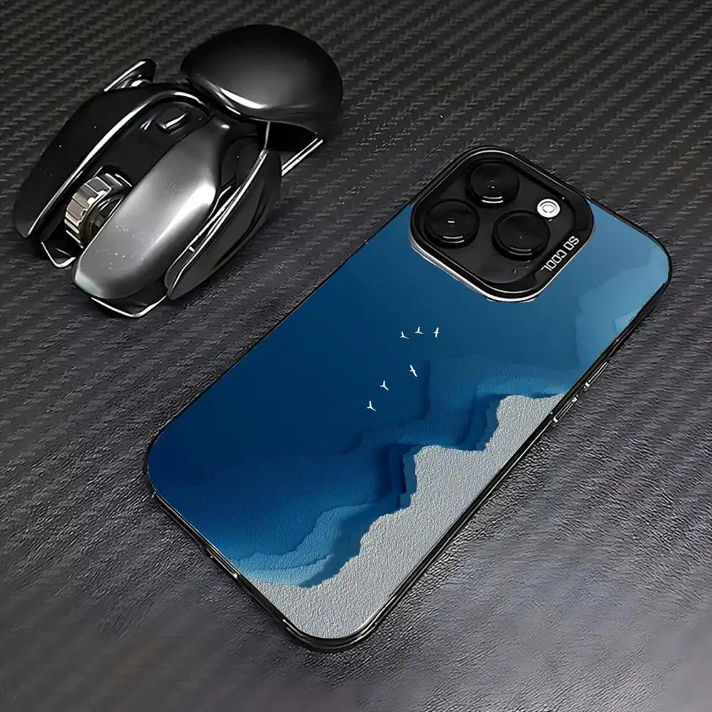 

Blue coastline case for iPhone17 16 15 14 13 12 11 Pro/ Max/Plus shock-proof rear cover anti-fingerprint