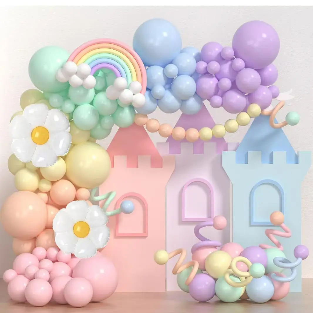 138pcs Rainbow Unicorn Balloons Garland Arch Kit Girls Birthday Party Decoration Kids Baby Shower Girl Supplies