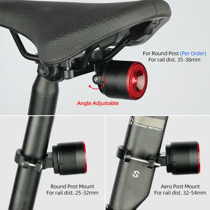 Deemount Smart Bike Tail Light 3-320 hours Runtime W/3 Type Quick Release Install Mount Fit Setpost or Saddle Night Warning Lamp