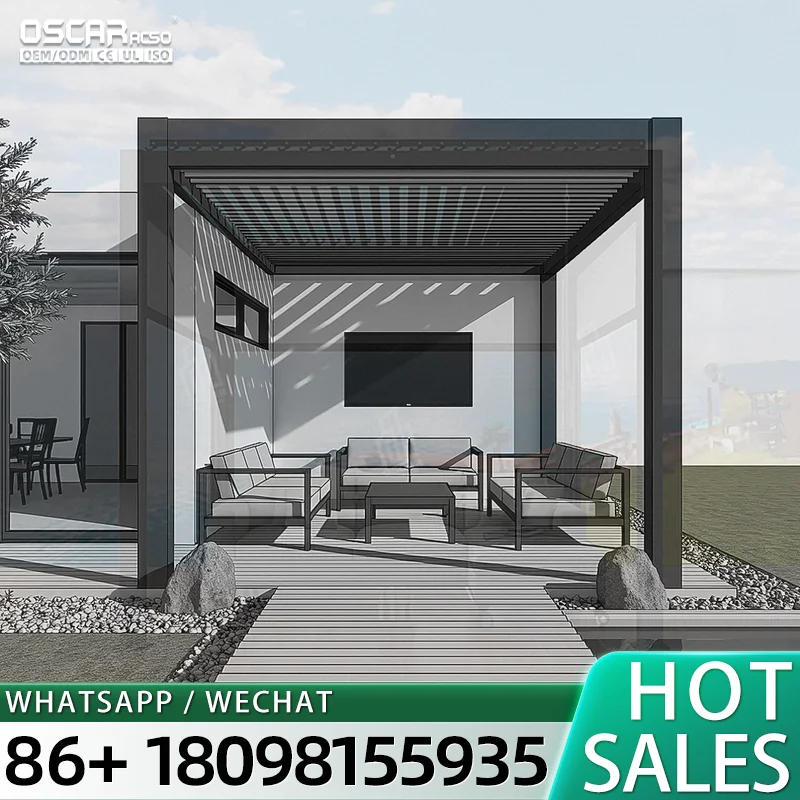 Premium Patio Waterproof Hardtop Gazebo Garden Pergola Aluminium Outdoor Aluminum Louvered Canopy Elegant Backyard Deck USApergo
