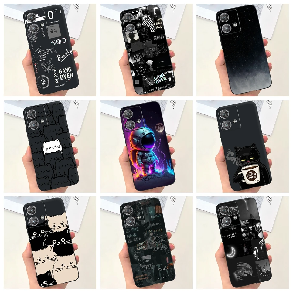 For Motorola Moto Edge 40 Neo / Edge40 / Edge 30 Lite / Edge 20 Lite 20 Pro Phone Case Soft Silicone Black Back Cover Cartoon