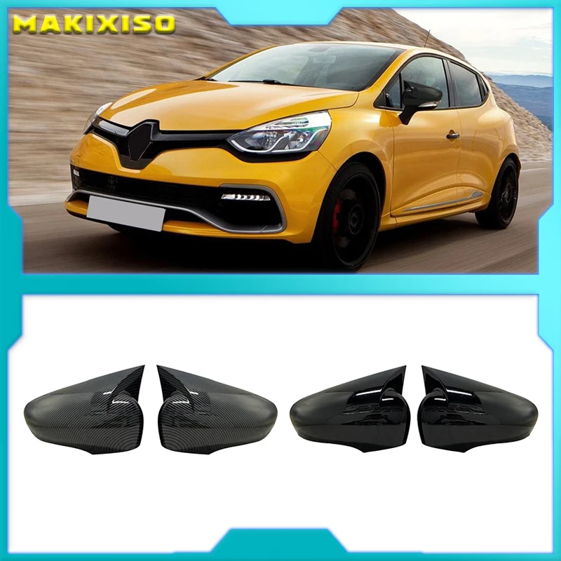 Glossy Black/Carbon Look Car Side Door Rearview Mirror Cover Cap For Renault Clio 4 Mk4 / Zoe / Captur 2012-2019 Car accessories