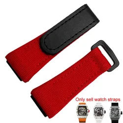 Canvas+Genuine Leather strap For Richard Mille nylon strap, men's watch tool RM50/53 4-star 5-starscrewdriver, 25mm wrist