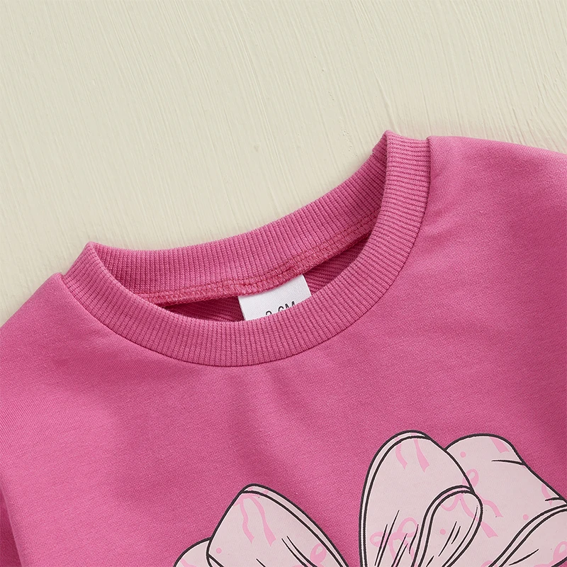 Barboteuse sweat-shirt à manches longues et col rond pour bébé fille de 0 à 18 mois, combinaison imprimée avec nœud, collection printemps-automne