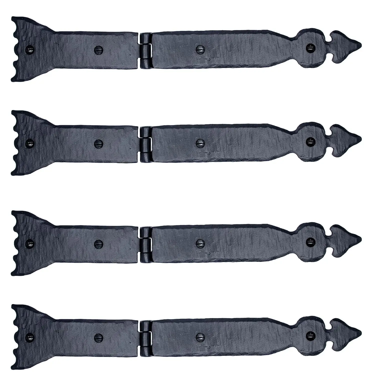 

Decorative Black Iron Gate Hinge 11-Inch Farmhouse Style Mounting Hardware for Small Gates, Chests, Furnitures Set of 4