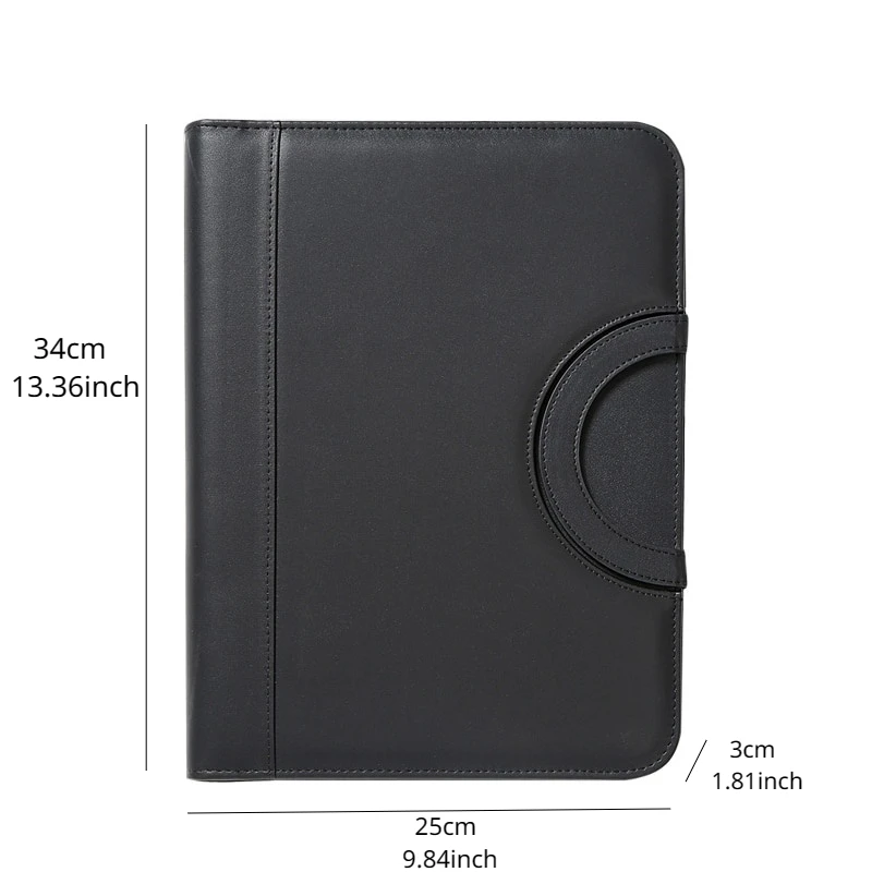 1 Pcs A4 Portable File Folder with Calculator Binder Organizer Manager Office Document Pad Briefcase PU Leather Bag