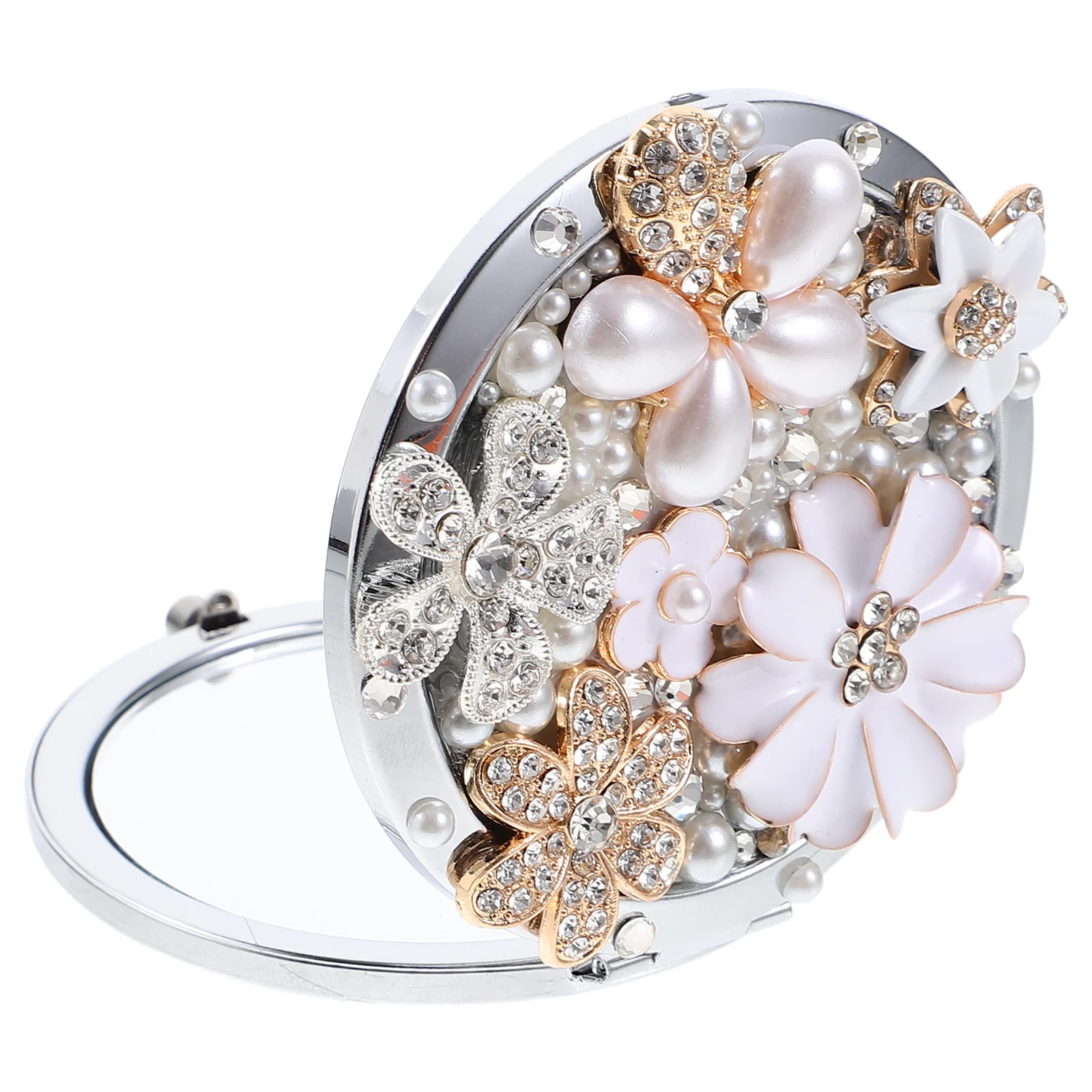 

1Pcs Daisy Flower Mirror Mini Portable Makeup Mirror with Magnification Foldable High Definition Glass Compact for Travel Repair