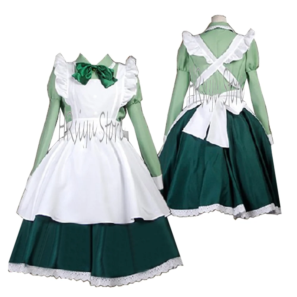 Women's Cosplay Costume Anime Hetalia Hungary Green Maid Dress White Apron for Halloween Party Costume