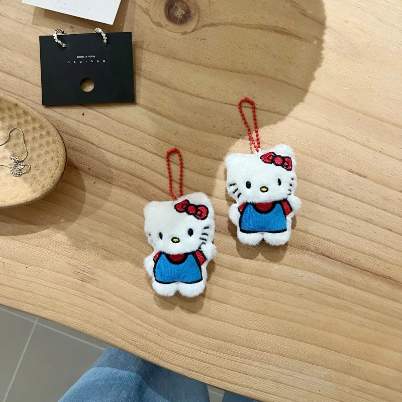 Sanrio Kawaii Anime Hello Kitty Peluche Portachiavi con ciondolo carino Cartone animato Borsa moda Accessori Mini KT Cat Doll Regali
