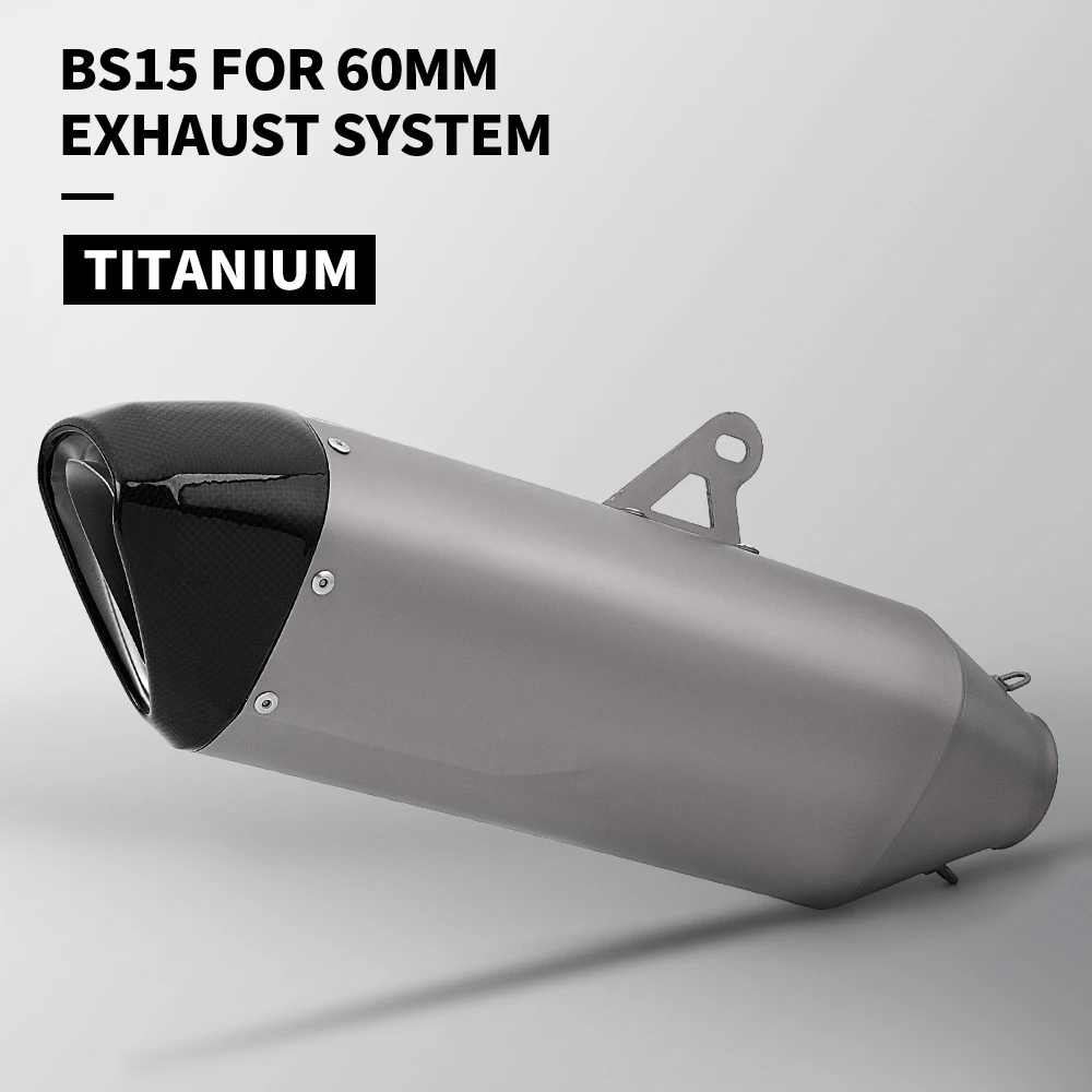 60MM Titanium alloy Motorcycle Exhaust Muffler Pipe 350cc 600cc Escape Moto Tube For Nmax Tmax530 Msx125 BS15 S1000RR
