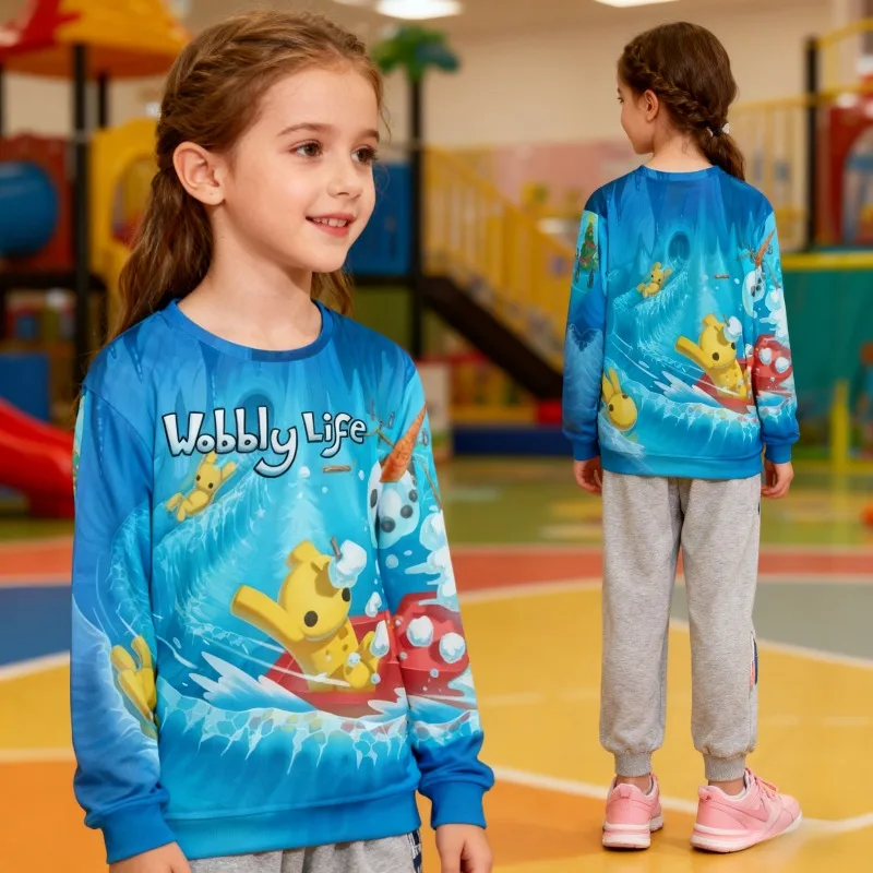 

Hot Game Wobbly Life Series Round-neck Hoodie Cartoon Printing Fashion Casual Boys and Girls Crewneck Sweatshirt