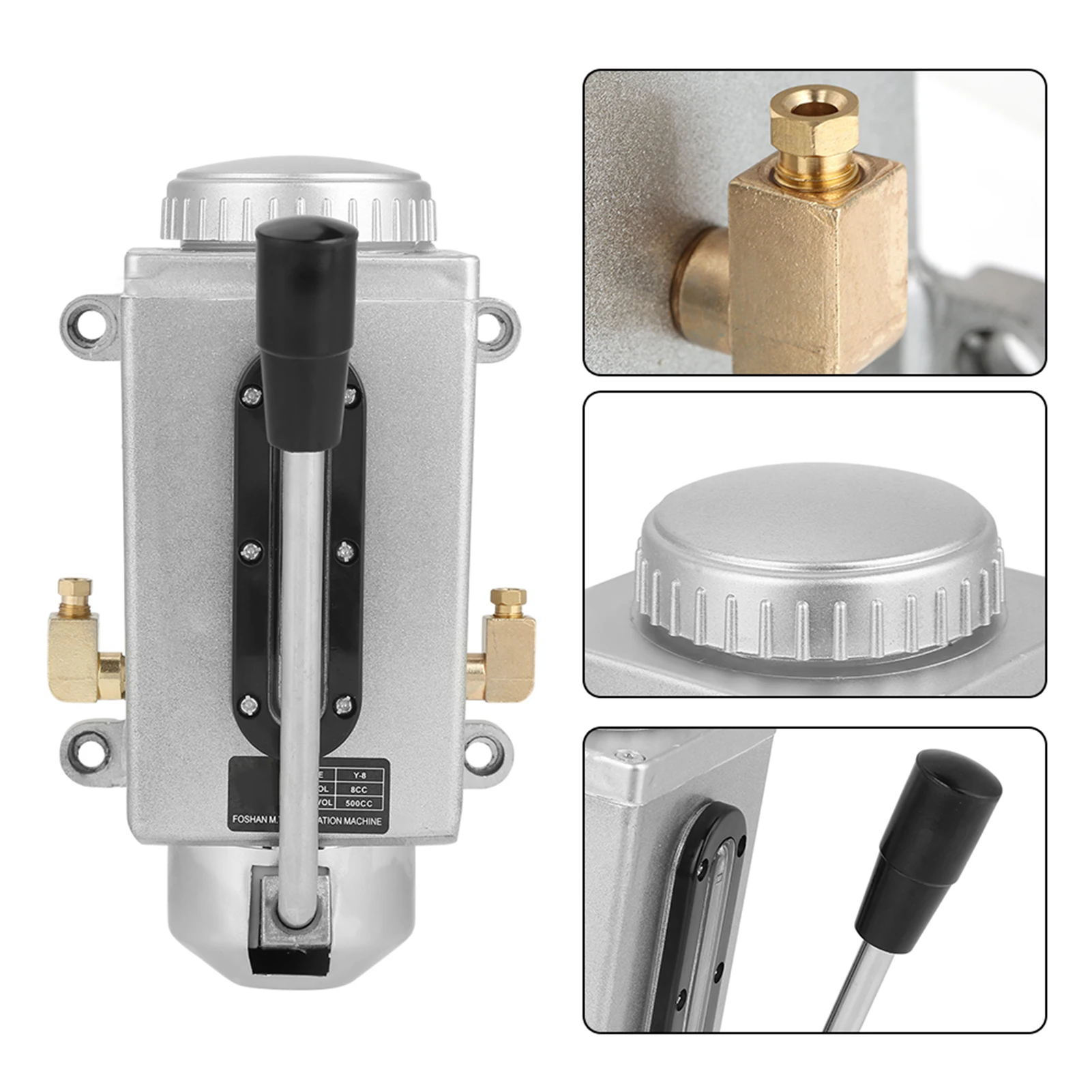Lubricating Oil Pump Lubricating Manual Oil Pump Hand Lubrication 500CC CNC 4mm Double Outlet Port Double Port Manual Pump