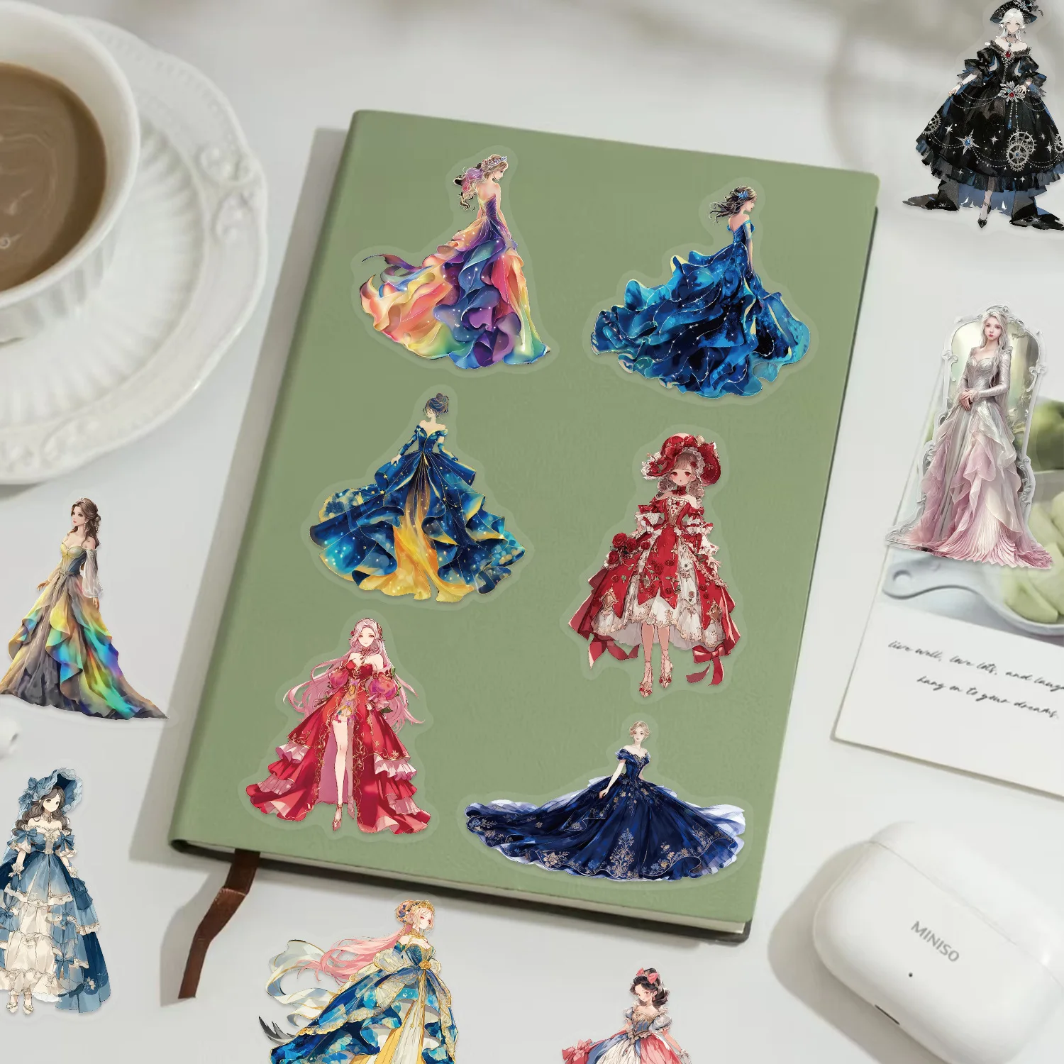 สติกเกอร์ลายเจ้าหญิงน่ารัก 10/50 ชิ้น สติกเกอร์การ์ตูน PET ใส ของเล่น DIY ตกแต่งโทรศัพท์ สมุดโน้ต ตู้เย็น กระเป๋าเดินทาง