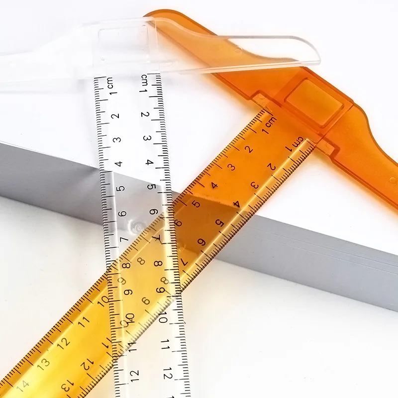 4pc, T-Square Ruler, Transparent And Orange, Clear Dual-Sided Measurement Tool For Drafting And General Layout Work
